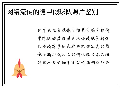 网络流传的德甲假球队照片鉴别