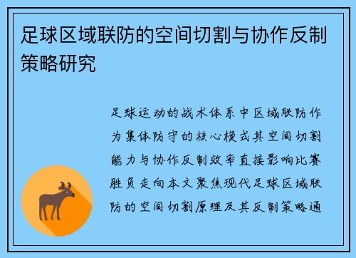 足球区域联防的空间切割与协作反制策略研究
