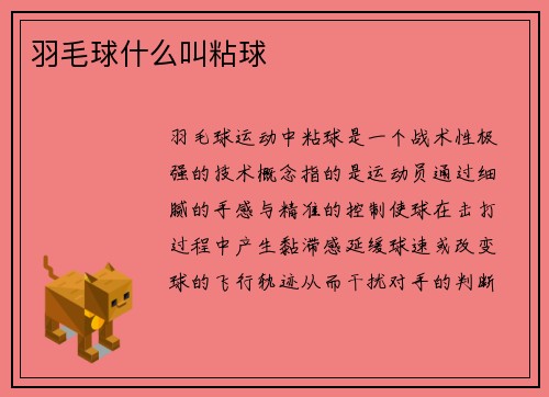 羽毛球什么叫粘球